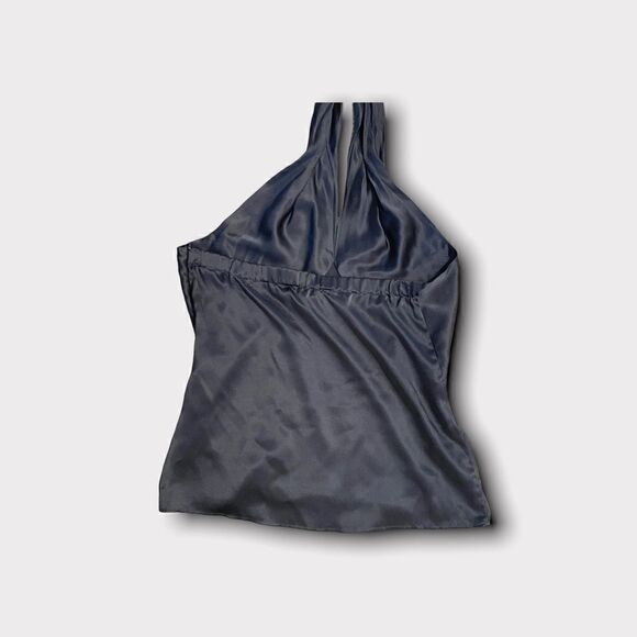 soleil de mer | EUC navy silk halter size 10 - Picture 5 of 6